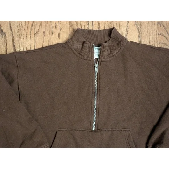 PINK Victoria's Secret Brown Quarter Zip Sweatshirt Pullover Size XS - Picture 4 of 14